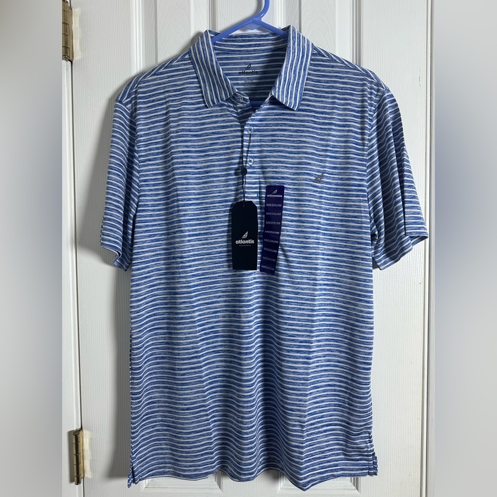 Blue and White Striped Polo Shirt with Classic Fit